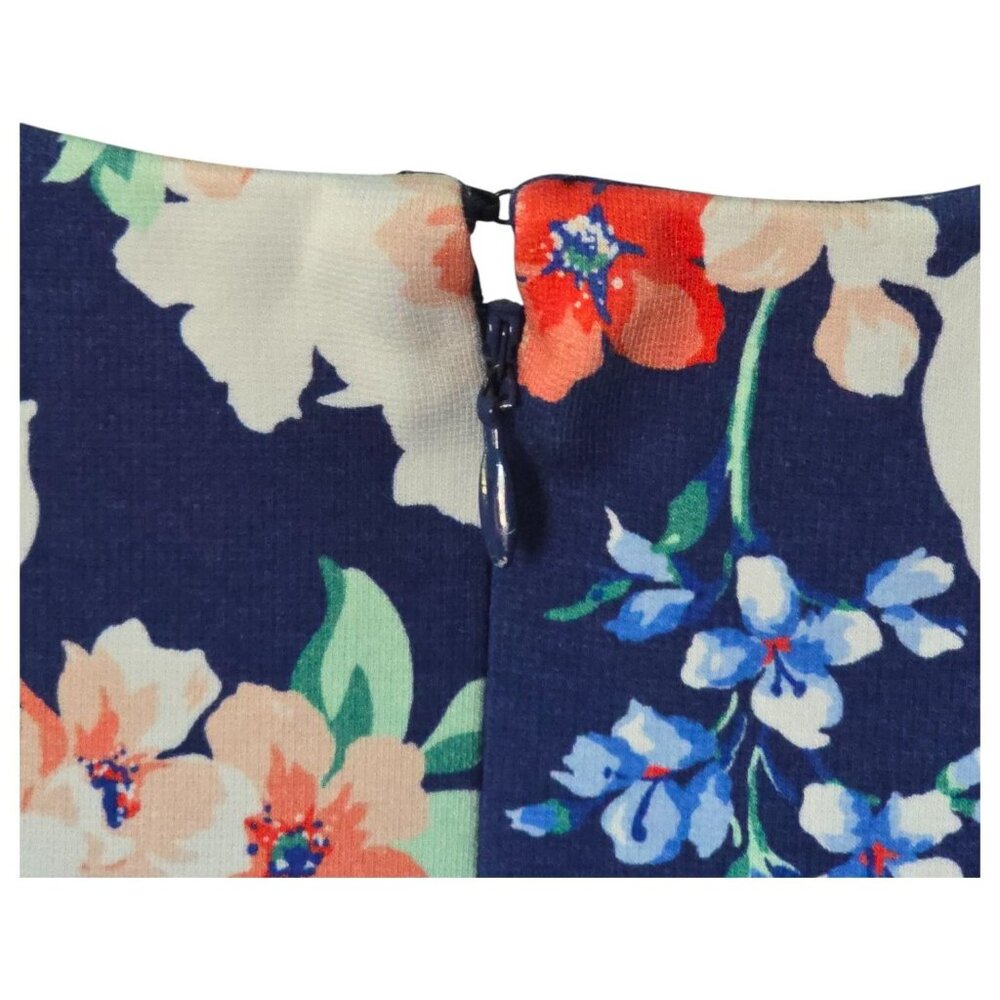 Lands End Women's Sleeveless Ponte Sheath Midi Dress Blue Floral Size 18W - Picture 13 of 16